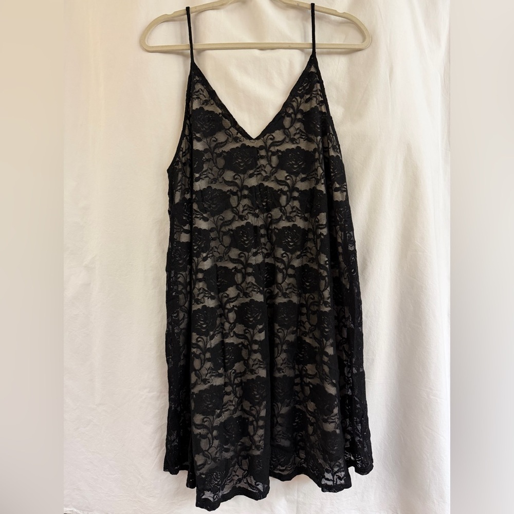 Black Lace Sleeveless Dress boho mini with scoop back designer inspire